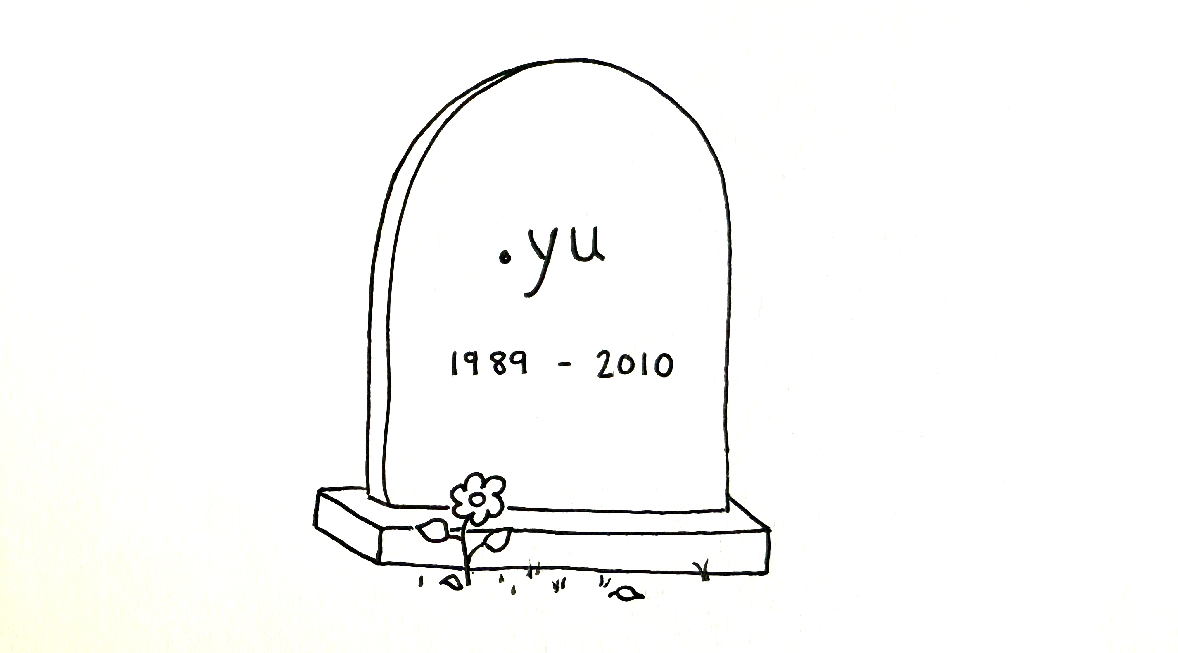Illustration of a .yu gravestone