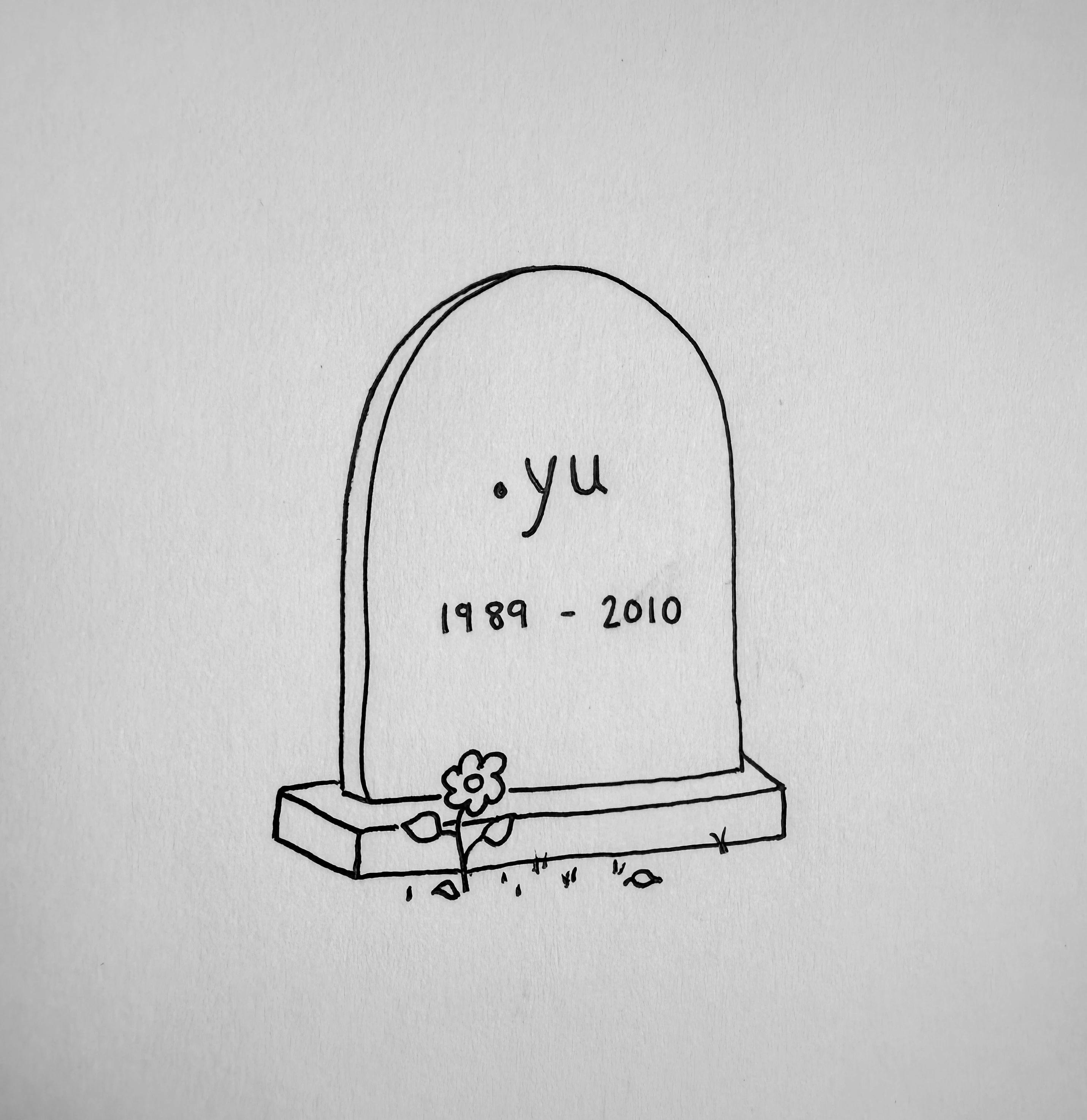 Illustration of a .yu gravestone